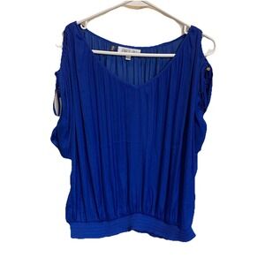 Jennifer‎ Lopez Womens Shirt Top Blouse Size Large Cold Shoulder V Neck